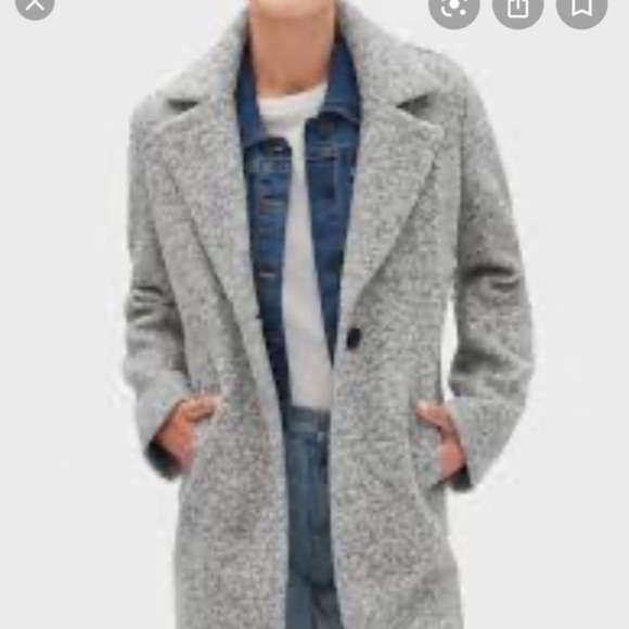 Banana Republic knit Wool Blend Overcoat heater grey one button size XS midi - Picture 3 of 13